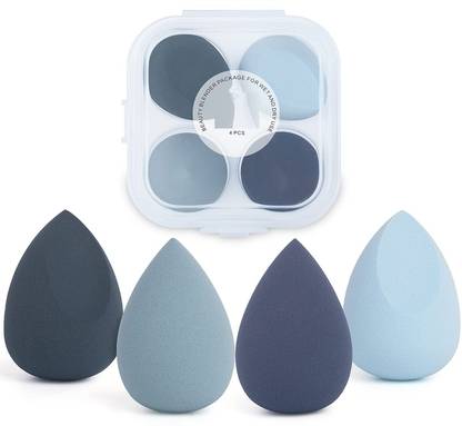 Beautiflame Blender Makeup Sponge Set Flawless for Liquid with Storage Box Multicolour 4PCS