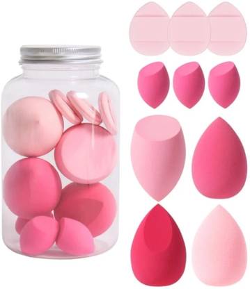 feelhigh Luxury Beauty Sponge Collection: 10-Piece Set with Storage Jar