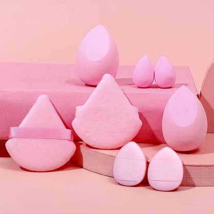 Beautiflame Mini Egg Sponge And Finger Powder Puff Triangle And Loose Powder Sponge
