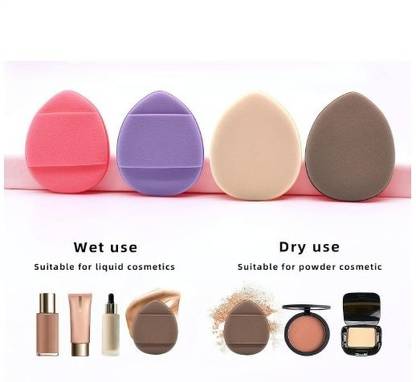 J & F 4 Pcs Finger Powder Puff Mini Soft Face Makeup Sponge