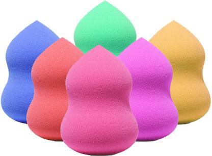 MAJESTIQUE 6Pcs Makeup Sponge Blender, Non Latex, Foundation Blending Sponges-Multicolor