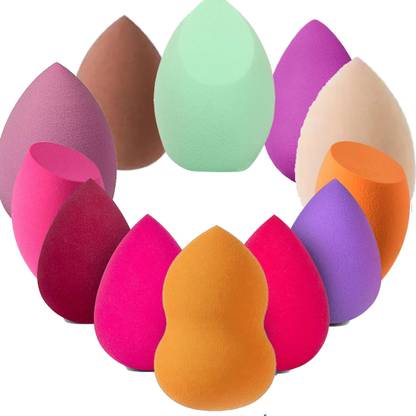 NYLI Professional Sponge Blender for a Natural Look Ideal For Foundation,Powder & Cream 12Pc Combo