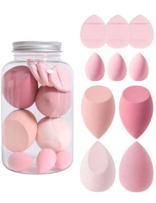 feelhigh 10pcs Storage Jar 4 Blenders, 3 Mini Blenders,3 Mini Finger Puffs for Makeup