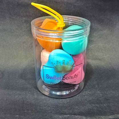 Fatema Sweet beauty Ultra soft Blender Makeup Sponge Set of 5 with jar (Multicolor)