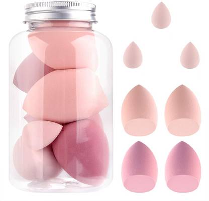 lakyou Glow Makeup Sponge Blender, 7 Pcs Beauty Blender Sponge Set, Foundation Sponge jar