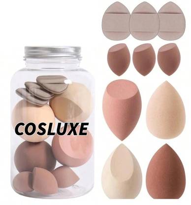 Cosluxe 10Pcs Makeup Sponges Set 4 Blenders, 3 Mini Blenders, 3 Mini Finger Cushions