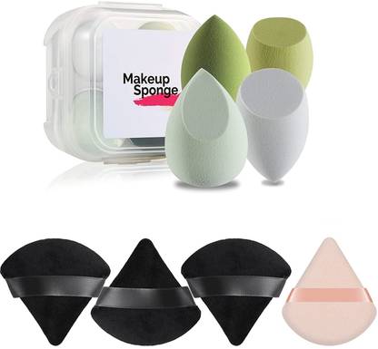 Facejewel 6pcs Powder Puffs + 4 Pcs Makeup Sponge Set with Storage Box