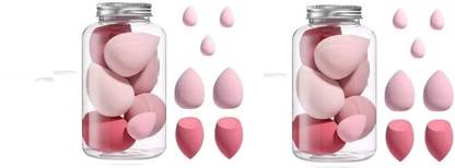Lusty soul Beauty blender With Jar Storage Box Multicolor and Multi shapes ( set of 2)
