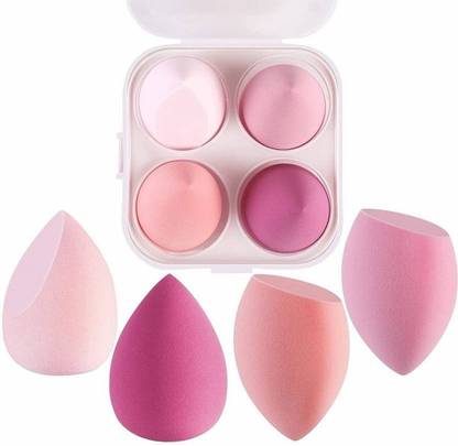 HUDAQUEEN 4 Pc Beauty Blending Sponge and Puff Set with Box shape and color may vary