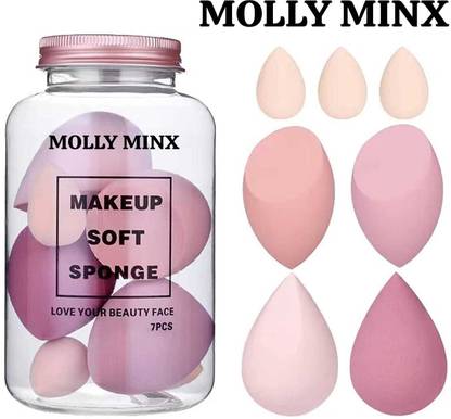 MOLLY MINX 7 Pcs Multi-color Makeup Sponge Set, Foundation Blending Beauty Blender