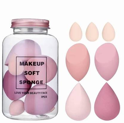 Sarbeau Beauty Makeup Sponge 7pcs Puff Blender Foundation Sponge Set With jar _C_077