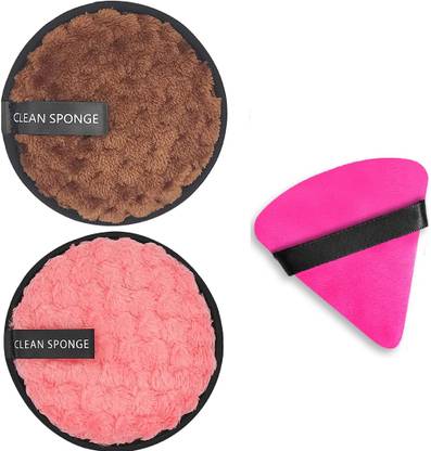 WECHARMERZ Triangle Makeup Puff 1 Pcs Makeup Remover Cleansing Pads Pack of 2