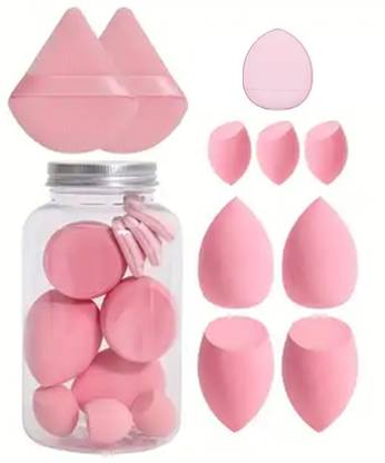 WECHARMERZ Makeup Blender Set, Soft Sponge Blender, 2 Triangle & 1 Finger Powder Puff Set