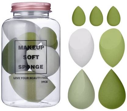 huda.bb NEW Makeup Sponge Set Beauty Blender with Egg Case ( 4 Big + 3 Mini)