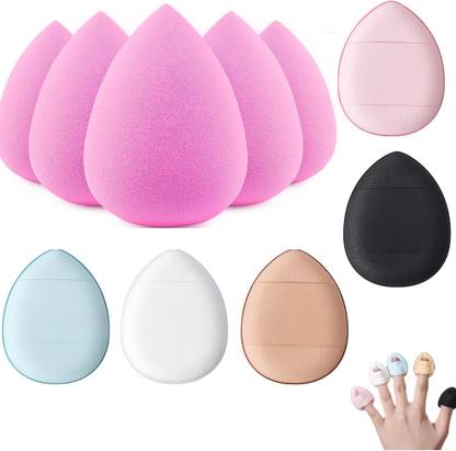 Beautiflame Mini Finger Powder Puff 5pcs With 5Pcs Soft Makeup Puff Blender Sponge