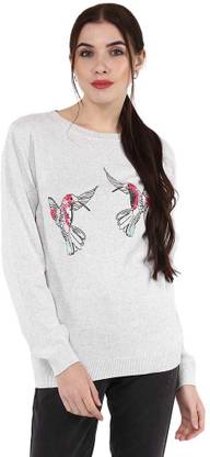 MODA ELEMENTI Round Neck Embroidered Women Pullover
