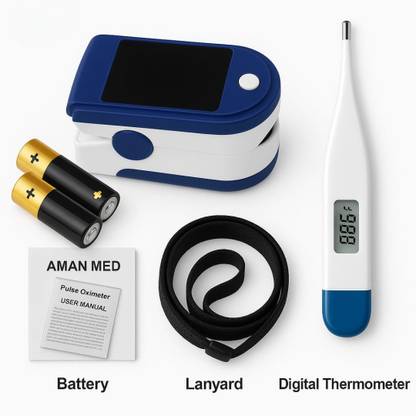 Aman Med PULSE OXIMETER WITH THERMOMETER HEALTH CARE APPLIANCE COMBO PACK Pulse Oximeter
