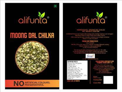 alifunta Organic Green Moong Dal (Split/Chilka)