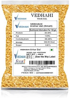 Vedhahi Organic Yellow Toor/Arhar Dal (Split)