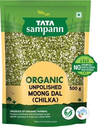 Tata Sampann Organic Unpolished Green Moong Dal (Split/Chilka)