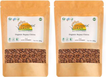 ShuddhaGram Organic Rajma Chithra (Whole) (100% Natural & Pure Pulses | Rich in Fiber & Protein | Unpolished)