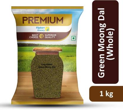 Premium Unpolished Green Moong Dal (Whole) by Flipkart Grocery
