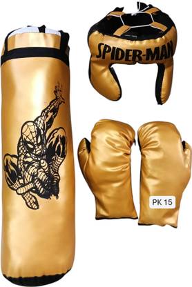 pk 15 Hanging Boxing Punching Bag Kit Set With Helmet And Boxing Gloves Gold Hanging Bag