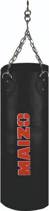 MAIZO Unfilled 3 Feet Punching Bag Black with PU Material with Chain Hanging Bag