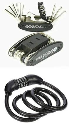 CYCLOWN ALL BLACK LONG TYPE CYCLE RING LOCK WITH 16 IN 1 MULTIPURPOSE TOOL KIT Cycle Lock