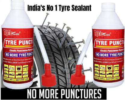 Redtize puncture repair tyre sealer liquid 1000 ml pack of 2 Tubeless Tyre Puncture Repair Kit