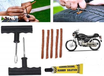SHOWRIDE uncture Repair Kit with Rubberized Anti-Slip Hand Tools Tubed Tyre Puncture Repair Kit
