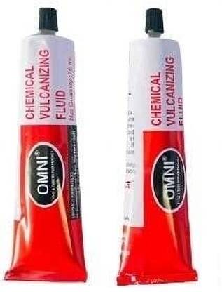 PRIDE Omni Chemical Vulcanizing Fluid (CVF 75 ml) Adhesive/Solution Pack of 2 Pcs. Tubeless Tyre Puncture Repair Kit