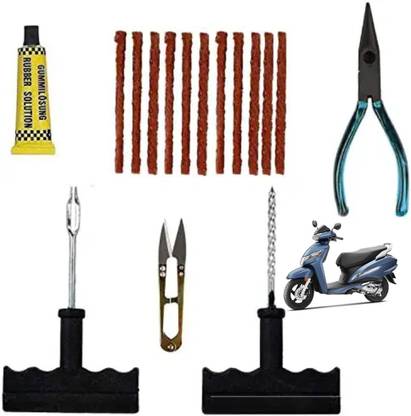 SHOWRIDE Activa 125CC Tubeless Tire Puncture Kit Flat Tire Repair for Car & Bike Tubeless Tyre Puncture Repair Kit