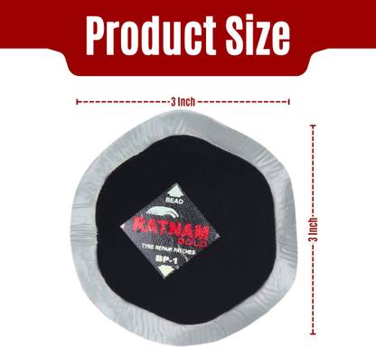 RATNAM GOLD BIAS PLY TYRE REPAIR PATCH 3 NO. (BOX QTY. 10 PCS) Tubed Tyre Puncture Repair Kit