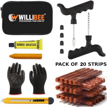 WILLIBEE 7 in 1 Universal Tubeless Tire Puncher Kit (with storage box) Tubeless Tyre Puncture Repair Kit