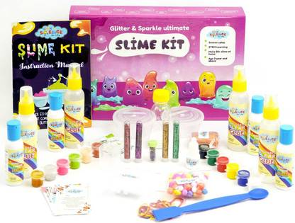 Link With Science Ultimate Slime Making Kit (Glitter & Sparkle -Make 20+ Slime at home) for kids Multicolor Putty Toy