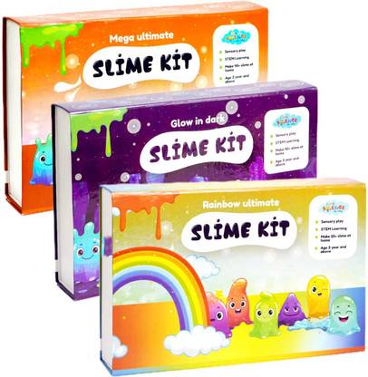 Link With Science 132 Pieces Ultimate Slime Making Kit - Make 75+ Slime at home. Combo pack of 3 Multicolor Putty Toy