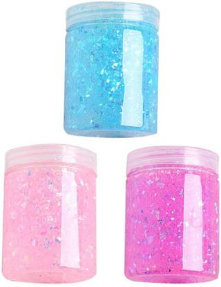 AncientKart New Big Crystal Mud Putty Jelly Slime with sparkles Set of 3 (3 inch bottles) Multicolor Putty Toy