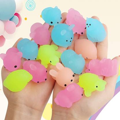 Chocozone Pack of 12 Glow in Dark Squishy Toys Squishies Animal Squeeze Toys for Kids Multicolor Putty Toy