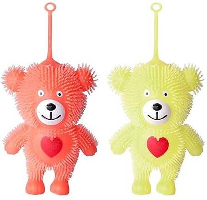 kyna Soft Rubber Puffer Teddy Bear Toy, Bouncy Light-up Squishy Teddy Toy (Pack of 2) Multicolor Putty Toy