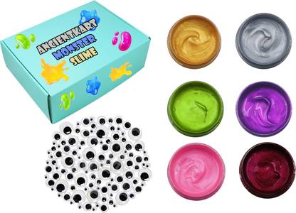 AncientKart Monster Slime with google eyes Set of 6 Multicolor Putty Toy
