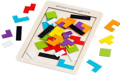 Plus Shine Wooden Tetris Puzzles Intelligence Brain Building Blocks Educational Toy Board