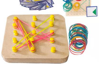 FORSIKHA Mathematical Manipulative Array Blocks Geo Board Shape Puzzle Wooden Geoboard