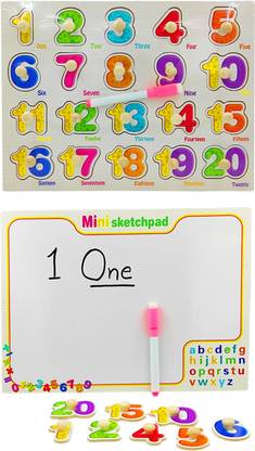 Johnnie Boy Wooden Numeric puzzles for children with marker and white board