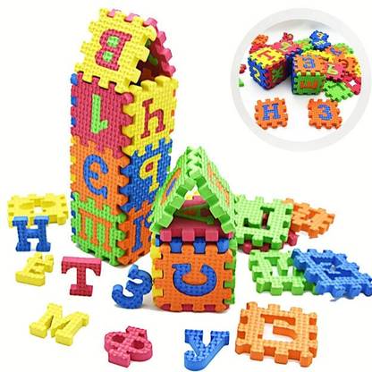 Plus Shine 36pcs Foam Puzzle Mat Alphabet and Number Puzzle Interlocking Tiles Floor Puzzle