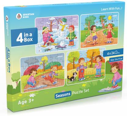 spartan kids Seasons Jigsaw Puzzle for Kids of Age 3-5 Years, Set of 4-96 Puzzle Pcs