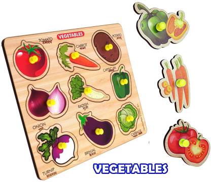 BUY SURETY Vegetables Name Shape Matching Block Puzzle Vegetable Learning Educational Toys