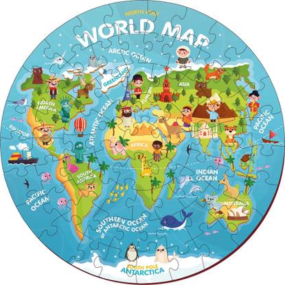 Minileaves World Map Puzzles Premium Game Explore Geography,Puzzle Toy for Kids - 60 Pieces