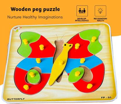 blue seed 3D Butterfly Shaped Puzzle Game Board For Kids Jigsaw Butterfly Pegs Puzzle Cube