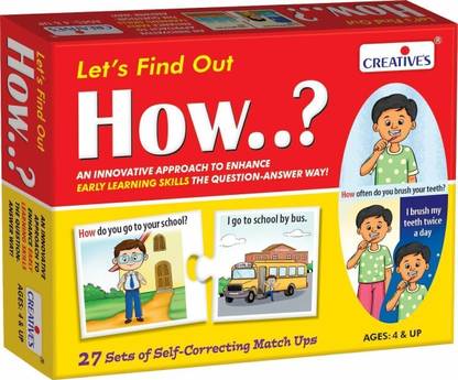 Creatives Let's Find Out-How WH Question Series Self-Correcting Match Ups Game Ages 4 & Up